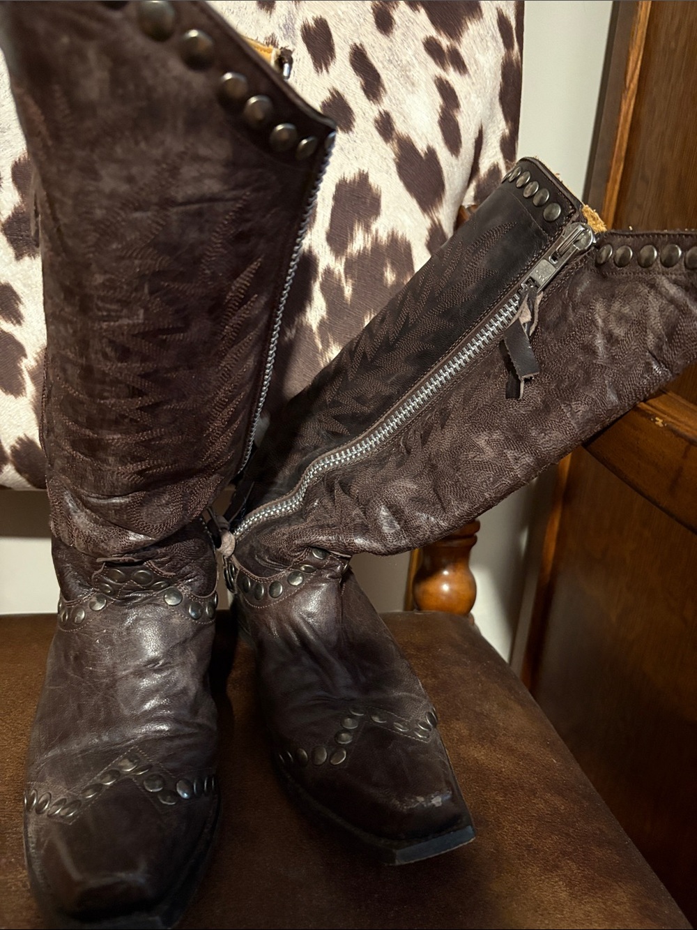 Old Gringo Brown Studded Leather Heeled Boots